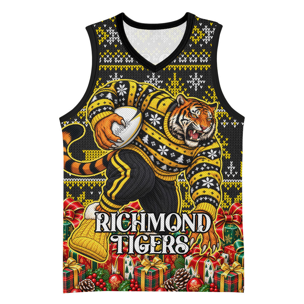 Personalized Richmond Tigers Football Christmas Basketball Jersey Australian Football Mascot - Ugly Xmas Pattern Festive