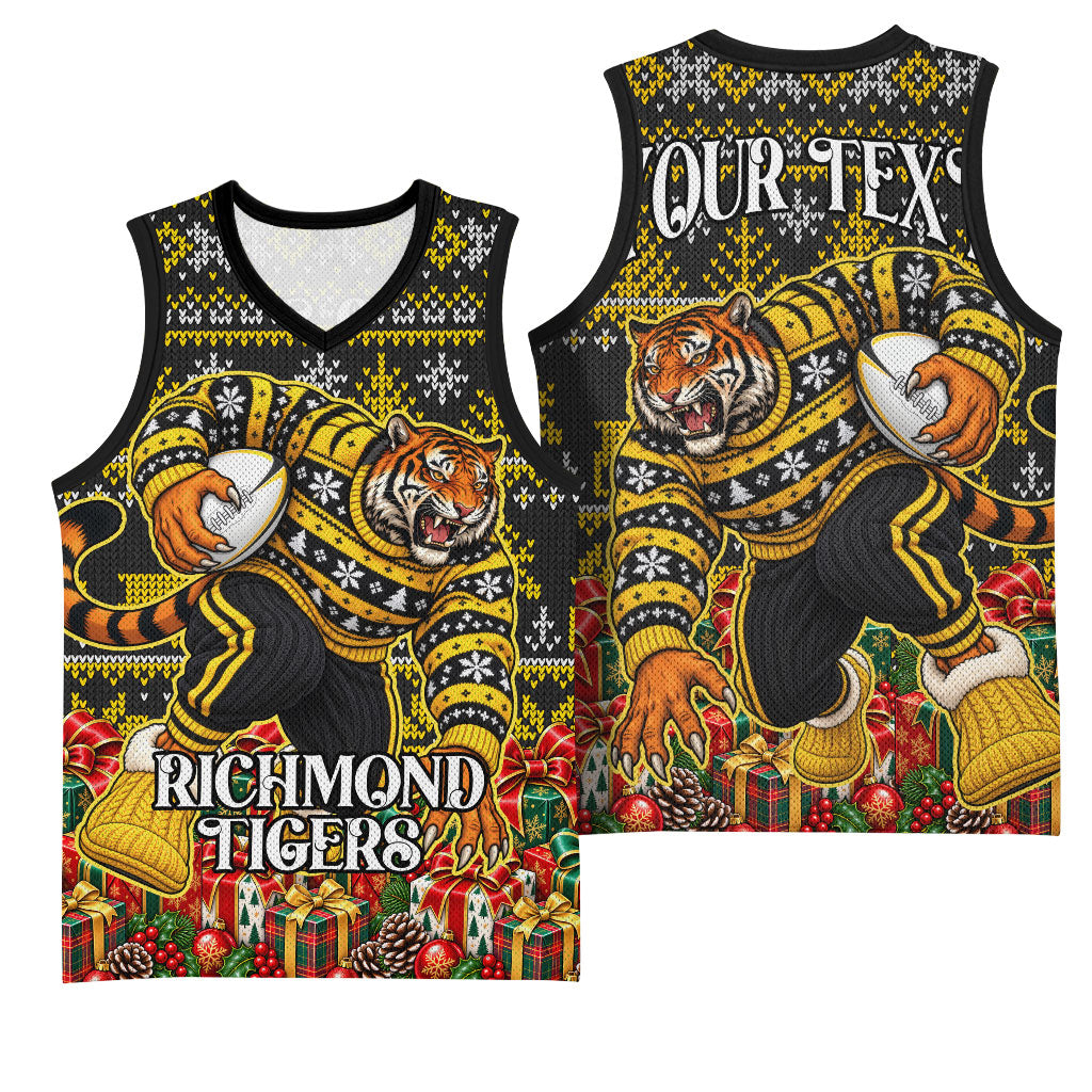 Personalized Richmond Tigers Football Christmas Basketball Jersey Australian Football Mascot - Ugly Xmas Pattern Festive