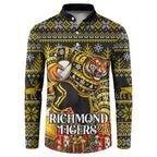 Personalized Richmond Tigers Football Christmas Button Sweatshirt Australian Football Mascot - Ugly Xmas Pattern Festive
