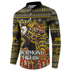 Personalized Richmond Tigers Football Christmas Button Sweatshirt Australian Football Mascot - Ugly Xmas Pattern Festive