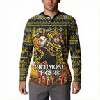 Personalized Richmond Tigers Football Christmas Button Sweatshirt Australian Football Mascot - Ugly Xmas Pattern Festive