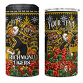 Personalized Richmond Tigers Football Christmas 4 in 1 Can Cooler Tumbler Australian Football Mascot - Ugly Xmas Pattern Festive