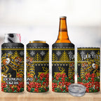 Personalized Richmond Tigers Football Christmas 4 in 1 Can Cooler Tumbler Australian Football Mascot - Ugly Xmas Pattern Festive