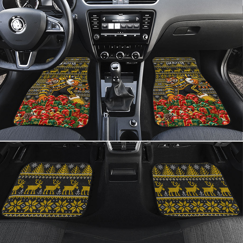Personalized Richmond Tigers Football Christmas Car Mats Australian Football Mascot - Ugly Xmas Pattern Festive