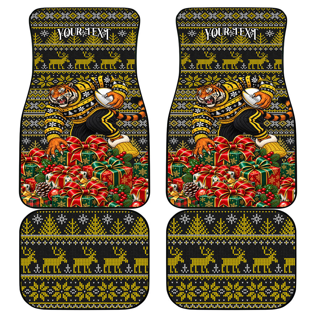 Personalized Richmond Tigers Football Christmas Car Mats Australian Football Mascot - Ugly Xmas Pattern Festive