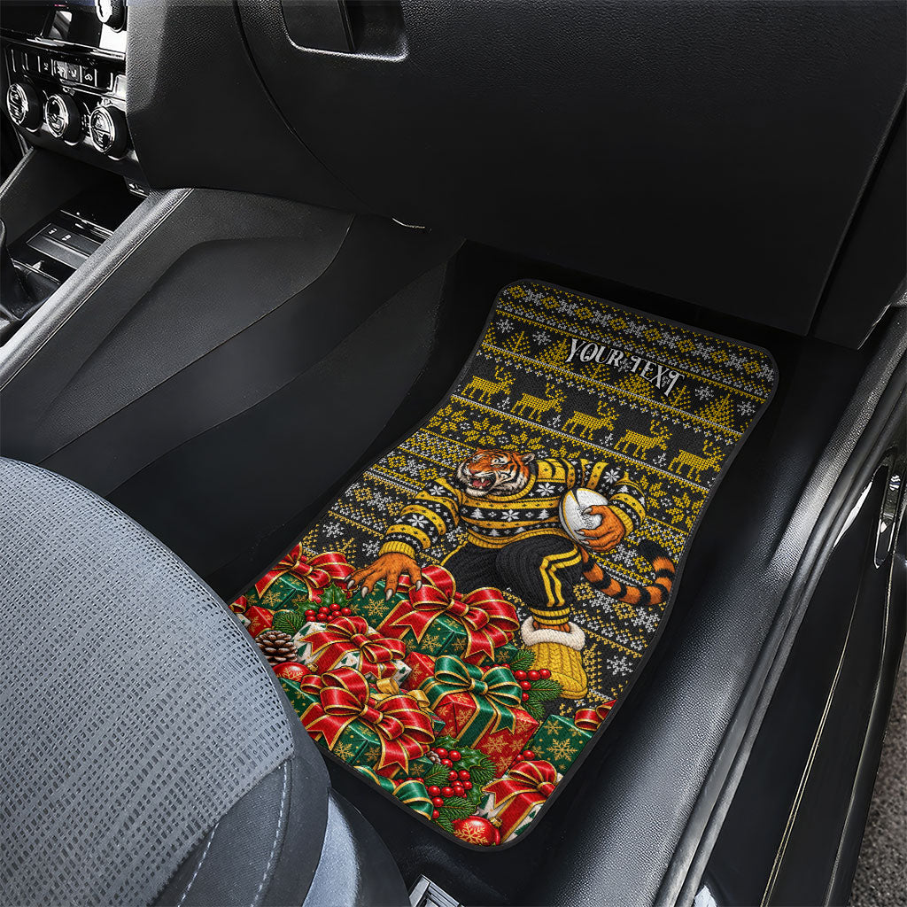 Personalized Richmond Tigers Football Christmas Car Mats Australian Football Mascot - Ugly Xmas Pattern Festive