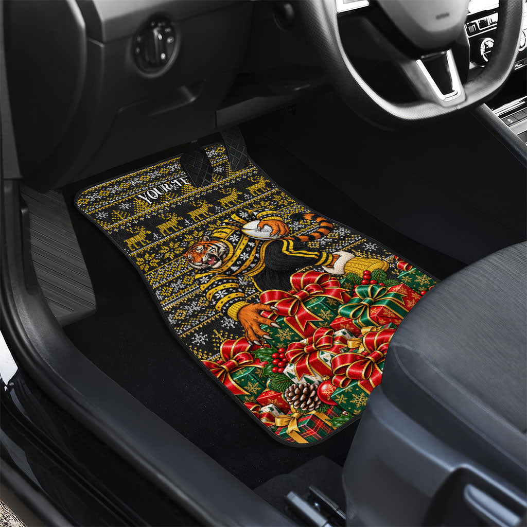 Personalized Richmond Tigers Football Christmas Car Mats Australian Football Mascot - Ugly Xmas Pattern Festive