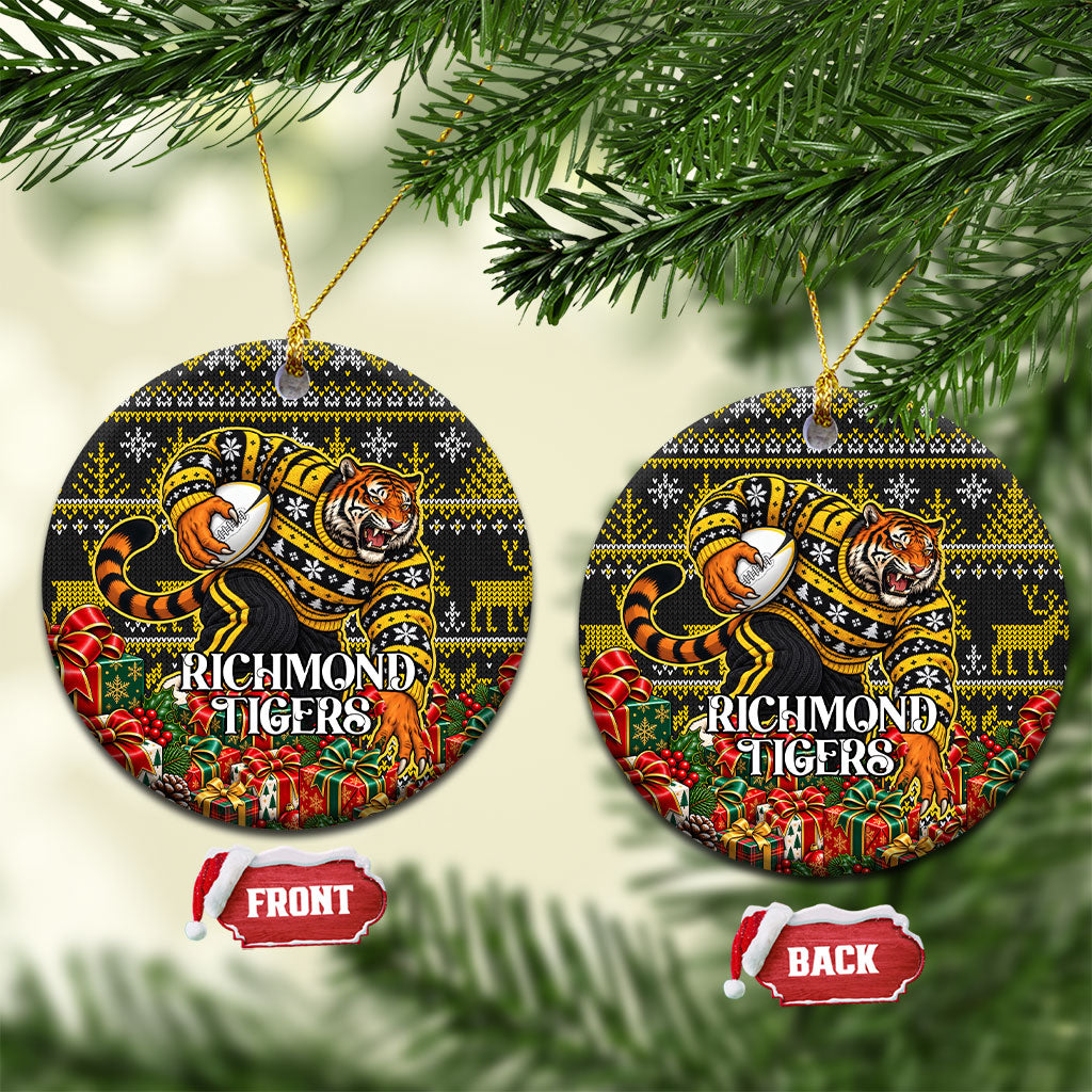 Richmond Tigers Football Christmas Ceramic Ornament Australian Football Mascot - Ugly Xmas Pattern Festive