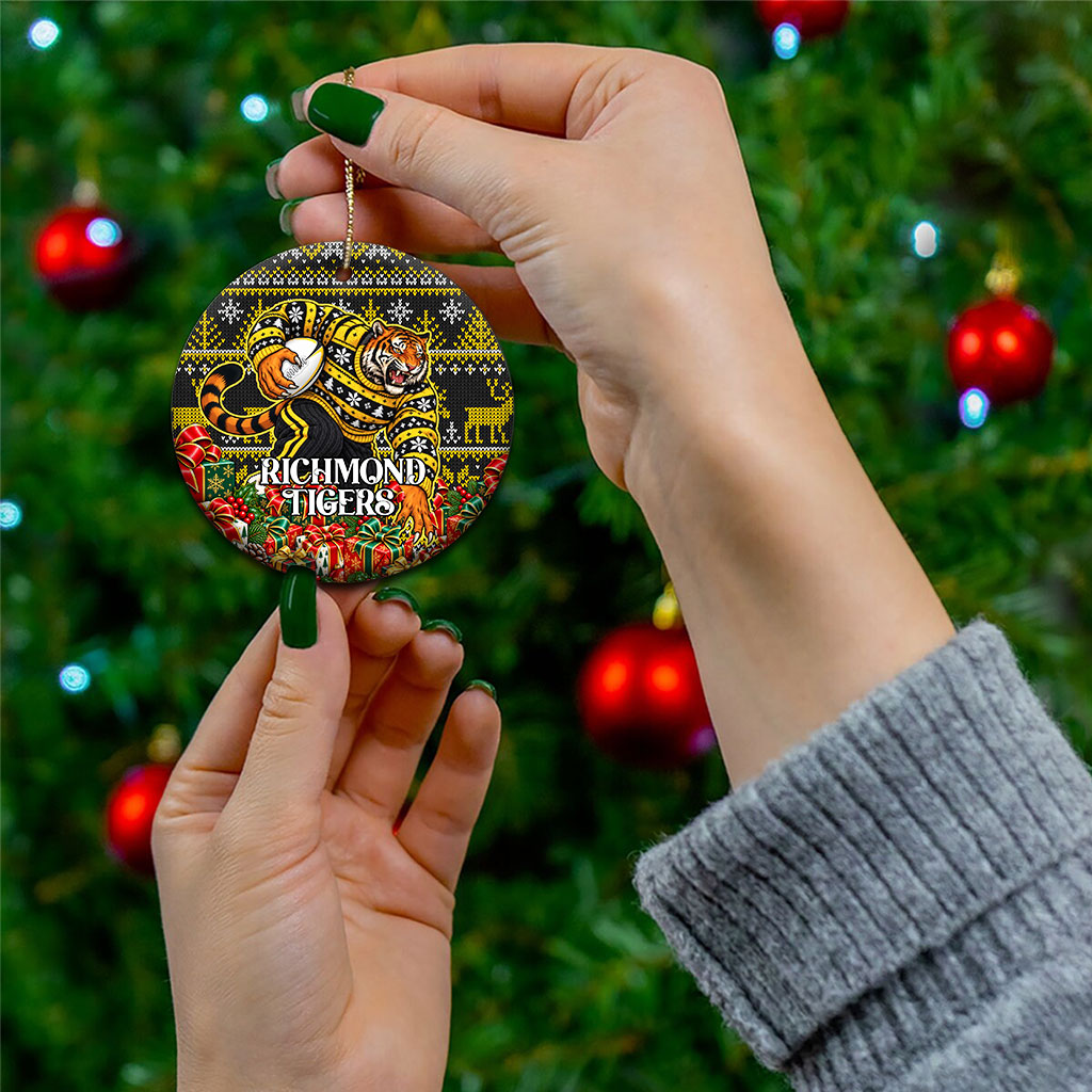 Richmond Tigers Football Christmas Ceramic Ornament Australian Football Mascot - Ugly Xmas Pattern Festive