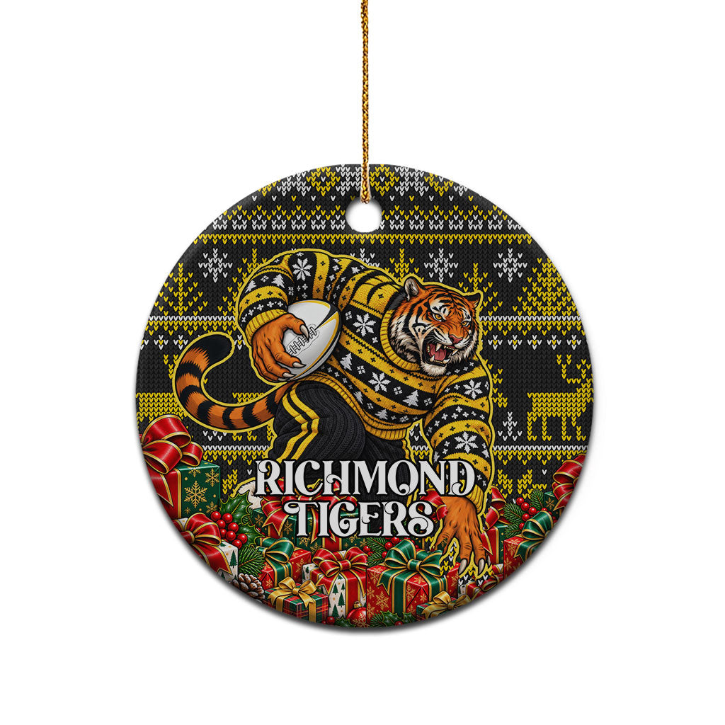 Richmond Tigers Football Christmas Ceramic Ornament Australian Football Mascot - Ugly Xmas Pattern Festive