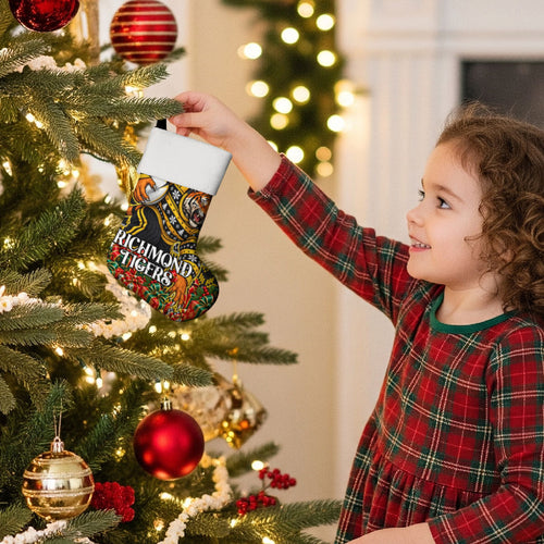 Richmond Tigers Football Christmas Stocking Australian Football Mascot - Ugly Xmas Pattern Festive