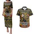 Personalized Richmond Tigers Football Christmas Couples Matching Puletasi and Hawaiian Shirt Australian Football Mascot - Ugly Xmas Pattern Festive