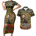 Personalized Richmond Tigers Football Christmas Couples Matching Short Sleeve Bodycon Dress and Hawaiian Shirt Australian Football Mascot - Ugly Xmas Pattern Festive