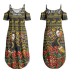 Personalized Richmond Tigers Football Christmas Couples Matching Summer Maxi Dress and Hawaiian Shirt Australian Football Mascot - Ugly Xmas Pattern Festive