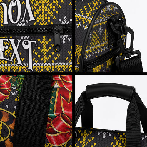 Personalized Richmond Tigers Football Christmas Duffle Bag Australian Football Mascot - Ugly Xmas Pattern Festive