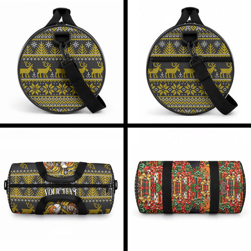 Personalized Richmond Tigers Football Christmas Duffle Bag Australian Football Mascot - Ugly Xmas Pattern Festive