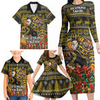 Personalized Richmond Tigers Football Christmas Family Matching Long Sleeve Bodycon Dress and Hawaiian Shirt Australian Football Mascot - Ugly Xmas Pattern Festive