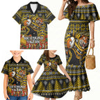 Personalized Richmond Tigers Football Christmas Family Matching Mermaid Dress and Hawaiian Shirt Australian Football Mascot - Ugly Xmas Pattern Festive