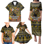 Personalized Richmond Tigers Football Christmas Family Matching Puletasi and Hawaiian Shirt Australian Football Mascot - Ugly Xmas Pattern Festive