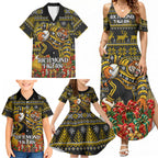 Personalized Richmond Tigers Football Christmas Family Matching Summer Maxi Dress and Hawaiian Shirt Australian Football Mascot - Ugly Xmas Pattern Festive