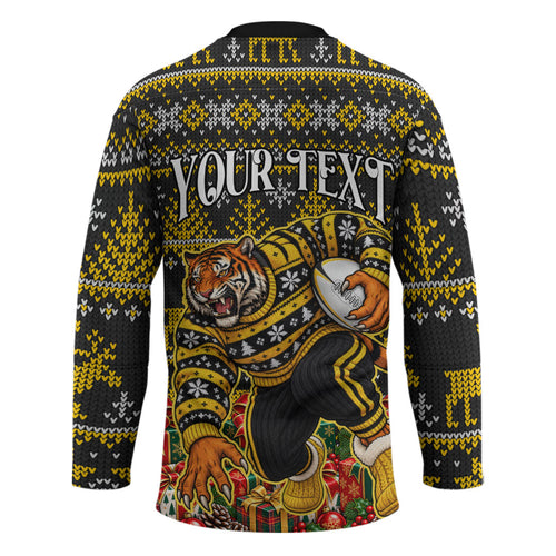 Personalized Richmond Tigers Football Christmas Hockey Jersey Australian Football Mascot - Ugly Xmas Pattern Festive