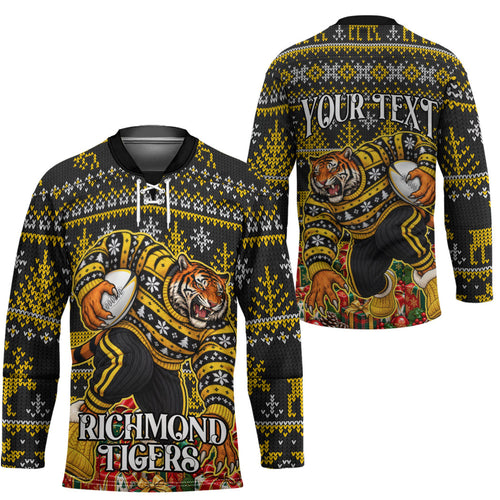 Personalized Richmond Tigers Football Christmas Hockey Jersey Australian Football Mascot - Ugly Xmas Pattern Festive