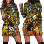 Personalized Richmond Tigers Football Christmas Hoodie Dress Australian Football Mascot - Ugly Xmas Pattern Festive