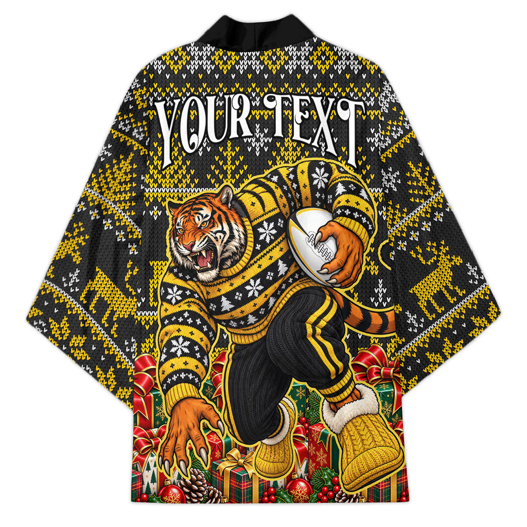 Personalized Richmond Tigers Football Christmas Kimono Australian Football Mascot - Ugly Xmas Pattern Festive