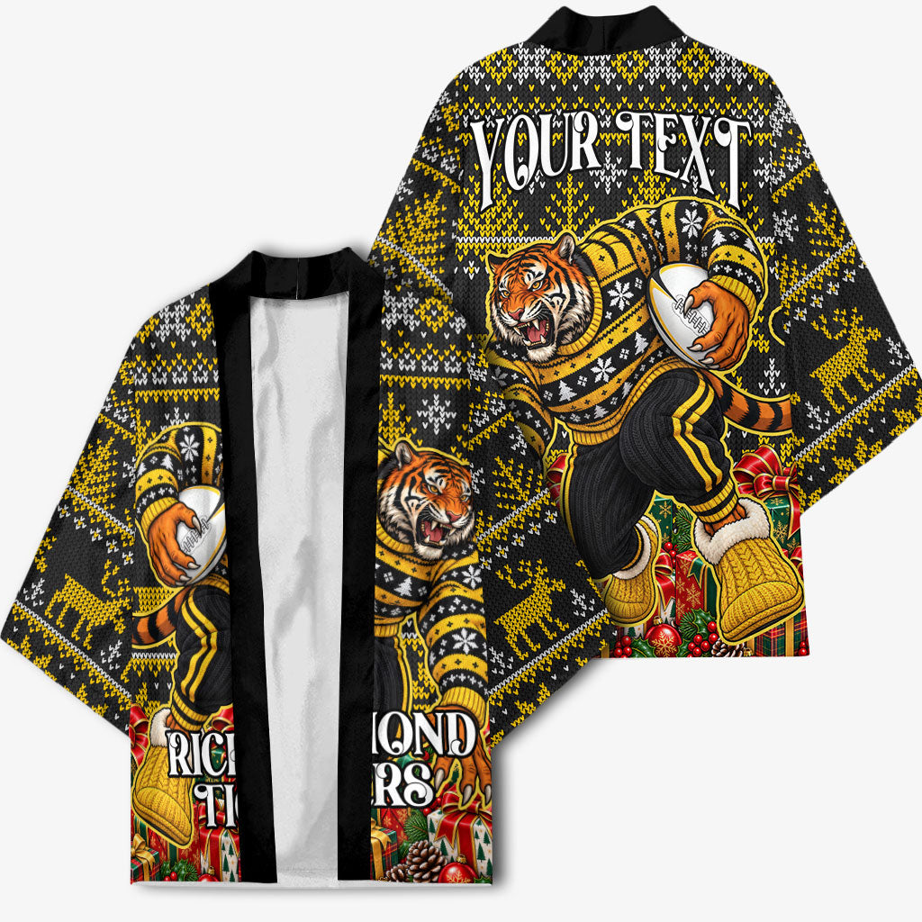 Personalized Richmond Tigers Football Christmas Kimono Australian Football Mascot - Ugly Xmas Pattern Festive