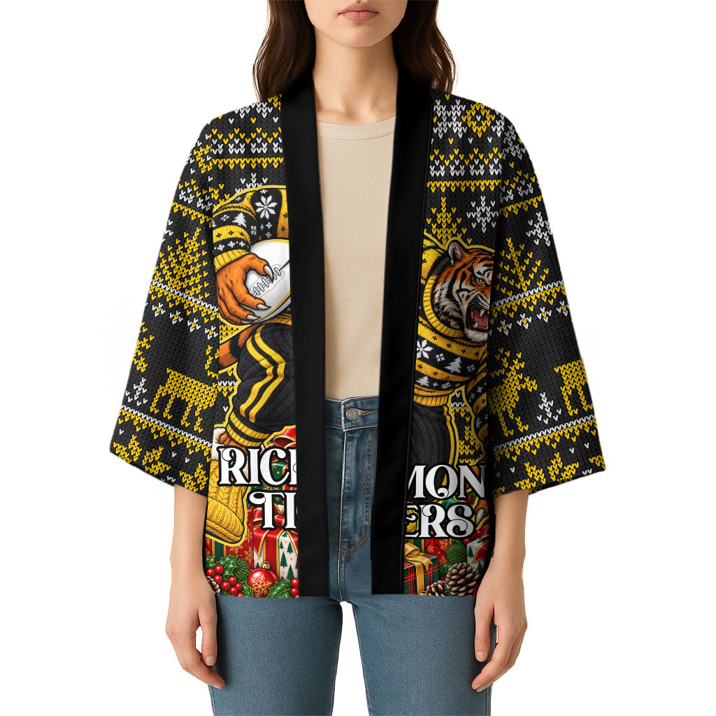 Personalized Richmond Tigers Football Christmas Kimono Australian Football Mascot - Ugly Xmas Pattern Festive