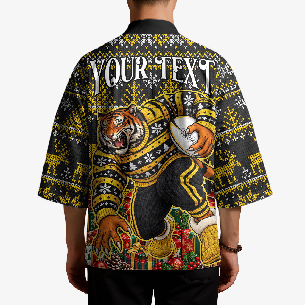 Personalized Richmond Tigers Football Christmas Kimono Australian Football Mascot - Ugly Xmas Pattern Festive