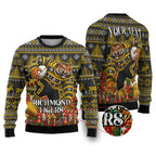 Personalized Richmond Tigers Football Christmas Ugly Christmas Sweater Australian Football Mascot - Ugly Xmas Pattern Festive