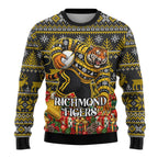 Personalized Richmond Tigers Football Christmas Ugly Christmas Sweater Australian Football Mascot - Ugly Xmas Pattern Festive
