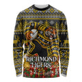 Personalized Richmond Tigers Football Christmas Long Sleeve Shirt Australian Football Mascot - Ugly Xmas Pattern Festive