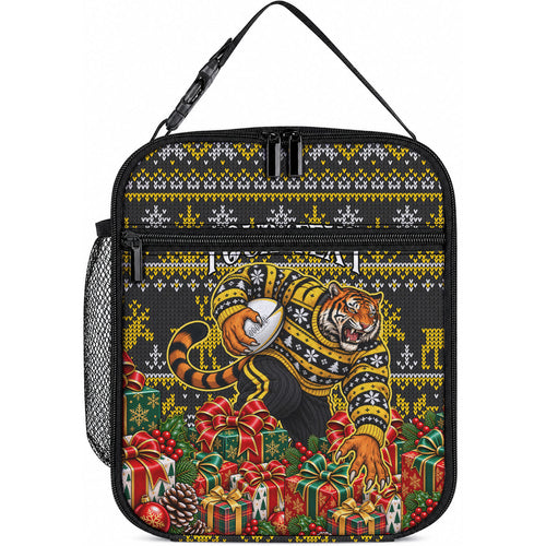 Personalized Richmond Tigers Football Christmas Lunch Bag Australian Football Mascot - Ugly Xmas Pattern Festive
