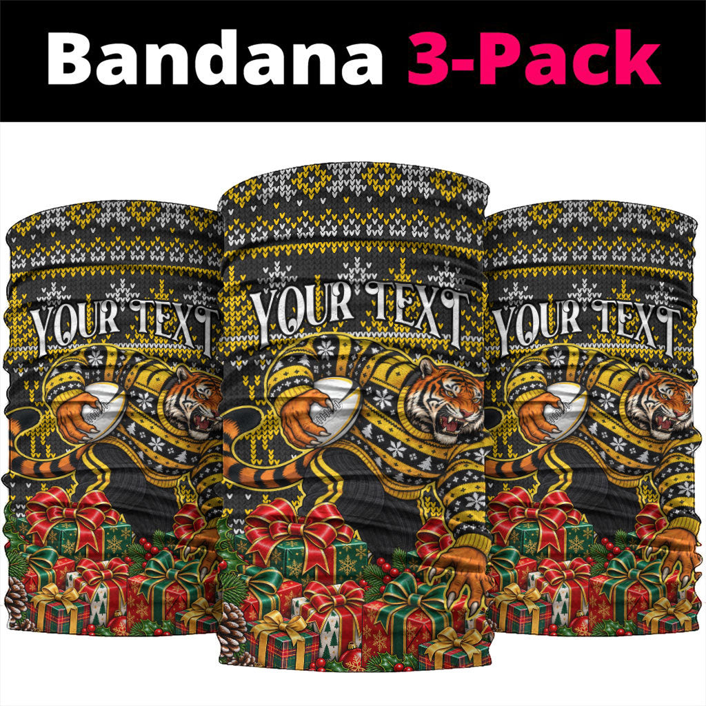 Personalized Richmond Tigers Football Christmas Neck Gaiter Australian Football Mascot - Ugly Xmas Pattern Festive