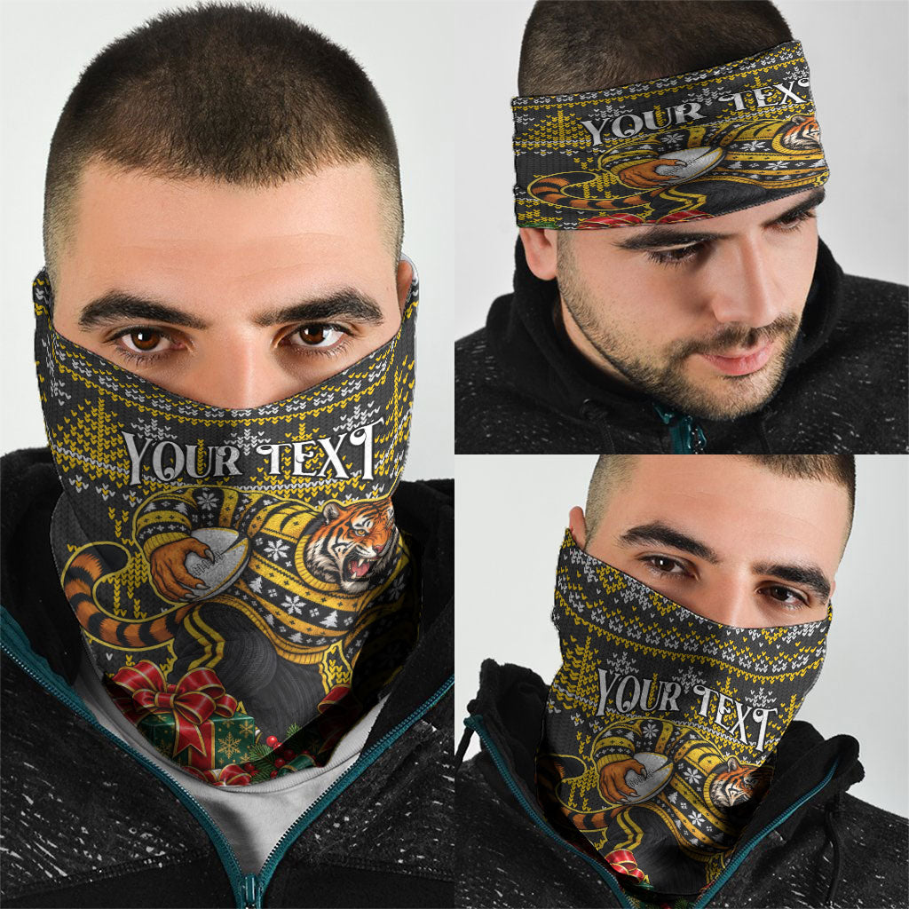 Personalized Richmond Tigers Football Christmas Neck Gaiter Australian Football Mascot - Ugly Xmas Pattern Festive
