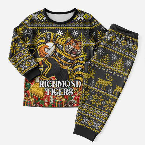 Personalized Richmond Tigers Football Christmas Pajama Set Australian Football Mascot - Ugly Xmas Pattern Festive