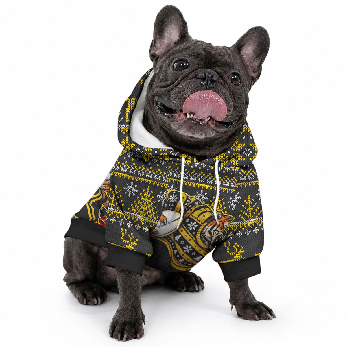 Personalized Richmond Tigers Football Christmas Pet Hoodie Australian Football Mascot - Ugly Xmas Pattern Festive
