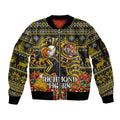 Personalized Richmond Tigers Football Christmas Sleeve Zip Bomber Jacket Australian Football Mascot - Ugly Xmas Pattern Festive