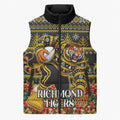 Personalized Richmond Tigers Football Christmas Sleeveless Puffer Jacket Australian Football Mascot - Ugly Xmas Pattern Festive