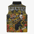 Personalized Richmond Tigers Football Christmas Sleeveless Puffer Jacket Australian Football Mascot - Ugly Xmas Pattern Festive