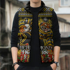 Personalized Richmond Tigers Football Christmas Sleeveless Puffer Jacket Australian Football Mascot - Ugly Xmas Pattern Festive