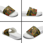 Personalized Richmond Tigers Football Christmas Slide Sandals Australian Football Mascot - Ugly Xmas Pattern Festive