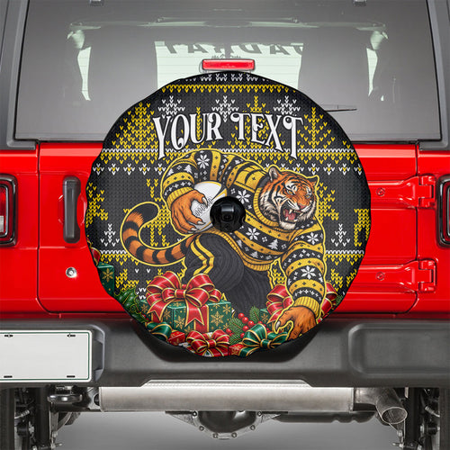 Personalized Richmond Tigers Football Christmas Spare Tire Cover Australian Football Mascot - Ugly Xmas Pattern Festive