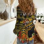 Personalized Richmond Tigers Football Christmas Women Casual Shirt Australian Football Mascot - Ugly Xmas Pattern Festive