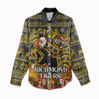 Personalized Richmond Tigers Football Christmas Women Casual Shirt Australian Football Mascot - Ugly Xmas Pattern Festive