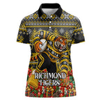 Personalized Richmond Tigers Football Christmas Women Polo Shirt Australian Football Mascot - Ugly Xmas Pattern Festive
