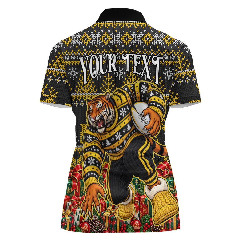 Personalized Richmond Tigers Football Christmas Women Polo Shirt Australian Football Mascot - Ugly Xmas Pattern Festive