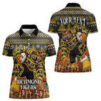 Personalized Richmond Tigers Football Christmas Women Polo Shirt Australian Football Mascot - Ugly Xmas Pattern Festive